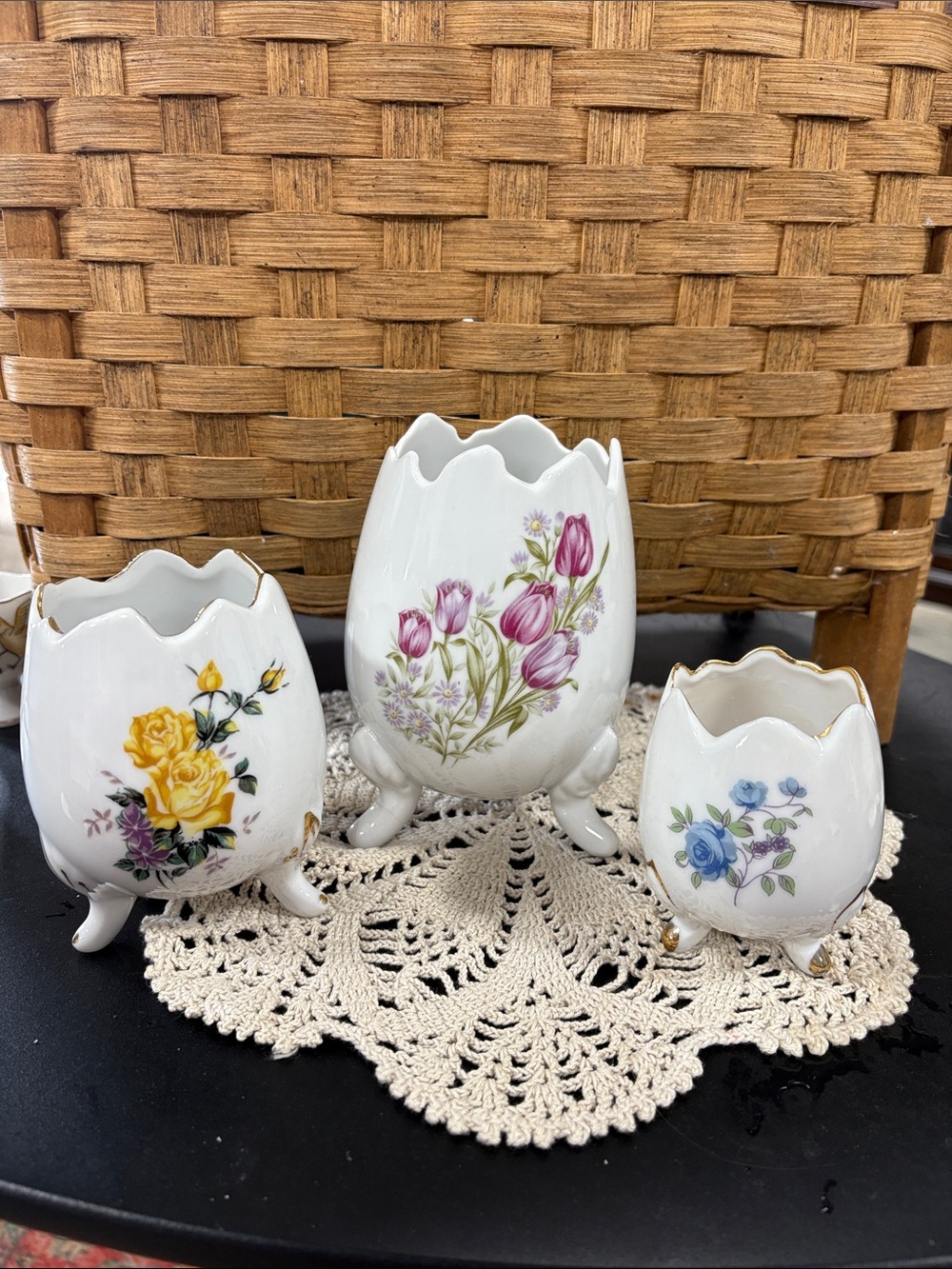 Vintage Porcelain Cracked Egg Vases
